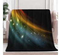 XCQHZYQ Lights Lines Stars Fleece Blankets Black Throws Blankets 180x220 cm, Thick Warm Cozy Throws for Sofas Fluffy Flannel Blanket for Bed Chairs Travel Camping Office
