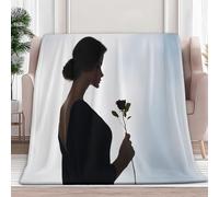 XCQHZYQ Love Romance Girl Printed Fleece Blanket White Bed Blanket, Soft Cozy Warm Microfiber Bedding Fluffy Flannel Throw Blankets for Bed Sofa Couch, 200x200 cm