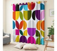 XCQHZYQ Modern Geometric Circles Eyelet Blackout Curtains for Children Bedroom, Colorful Window Curtains for Nursery, Room Darkening Thermal Insulated for Decor, W46 x L72 inch, 2 Panels