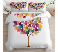 XCQHZYQ Painted Love Tree Cot Bed Duvet Cover Set, Toddler Bedding Sets 120x150 cm for Girls Boys, Microfibre Soft Cozy Reversible White Toddler Cot Bed Duvet Cover