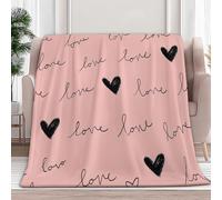 XCQHZYQ Pink Fleece Blanket Soft Cozy Heart-Shaped Pattern Romantic Printed Throw Blanket for Kids Adults, Throws for Sofa Large Travel Camping Blankets, Fluffy Blankets for Bed and Couch 130x170 cm
