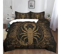 XCQHZYQ Polycotton Duvet Cover Set King Size 220x230 cm Mandala Style Scorpion Constellation Line Duvet Set with Zipper Closure and Corner Ties, Bedding 3 Pcs Ultra Soft 3D Printed Duvet Quilt Cover