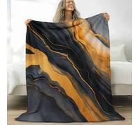 XCQHZYQ Sherpa Fleece Throw Blanket Plush Fluffy Marble Gold Stone Flannel Blankets for Sofa Couch Bed, Soft Warm Lightweight Black Throw Blanket for Camping Outdoor, 180x220 cm