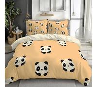 XCQHZYQ Single Duvet Cover Set 135x200 cm Light Yellow Cartoon Panda Kids Bedding Set Polycotton Bedspread Soft Comfy, Reversible Bedding Cot Bed Duvet Cover for Boys Girls Bedroom