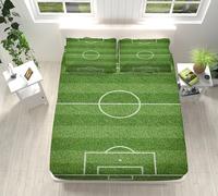 XCQHZYQ Small Double Fitted Sheet Football Field Fitted Sheet Bedding with 30cm Depth, Soft Bed Sheets 122x190 cm Microfiber Fabric Ease Care Comfortable Fade Resistant