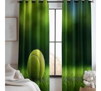 XCQHZYQ Tennis Grass Blackout Curtains, Green Eyelet Curtains Ring Top Thermal Insulated Room Darkening Window Drapes for Boys Girls Bedroom 2 Panels, W52 x L63 inch