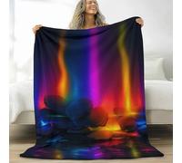 XCQHZYQ Throw Blanket Neon Lights Stones Fleece Blanket, Lightweight Soft Cozy Blankets Warm Bed Couch Sofa Colorful Sherpa Blankets for Kids Teens Adults 180x220 cm