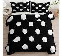 XCQHZYQ Toddler Bedding Set Geometric Minimalist Dots Print Cot Duvet Cover Set for Girls Boys Junior, Black White Reversible Comforter Cover 120x150 cm Soft Breathable Brushed Microfibre