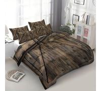 XCQHZYQ Toddler Duvet Cover with Pillowcase Simple Rustic Wooden Door Brushed Microfibre Reversible Kids Bedding Set, Brown Quilt Cover for Girls Boys Bedroom, Soft Cot Bed Duvet Set