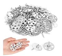 XCRPRT 120 Pcs 36mm Easy Fix Washers, Heavy Duty Galvanized Steel Fasteners,Foam Board Fasteners with Screws for Plasterboard, Tile Backer Boards, XPS Insulation