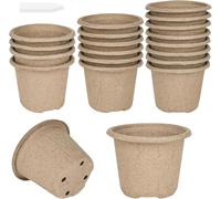 XCRPRT 20 Pack 11cm Biodegradable Plant Pots, Round Seedling Pots, Seed Pots with 20Pcs Plastic Plant Labels, Compostable Plant Pots, Garden Small Plant Pots for Seedlings, Flowers, Vegetables