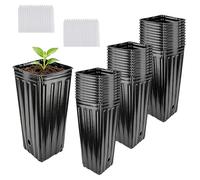 XCRPRT Plastic Deep Growing Nursery Pots, 30Pcs Tall Tree Pots with Drainage Holes, Deep Nursery Treepots 20cm/7.8inch Tall, Seedling Flower Plant Container Pots for Indoor Outdoor Garden Plants