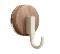 XCSDEW Solid Wood Base,Carbon Steel Hooks,Wall-Mounted Adhesive,Suction Cup Installation,Suitable for Bedrooms(Color2,3-Pack)