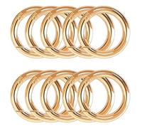 XCSJ 10 x Carabiner Round 48 mm Very Robust Zinc Alloy Large Carabiner Ring Carabiner Hook Round Carabiner Ring O Ring Round Carabiner for Key Chain, Bag, Jewellery, DIY Crafts (Gold)