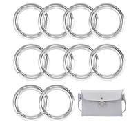 XCSJ 10pcs Round Carabiner 45mm Big Spring Buckle Round Spring Ring Buckle Zinc Alloy Keychain Hook Clips Snap Spring Ring Buckle for Bags, Handbags, Keychains, DIY (Silver)
