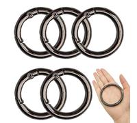 XCSJ 5 Pcs Round Carabiner 61 mm OD 50 mm ID Round Carabiner with Snap Hook Buckle Keychain-O Ring Carabiner for Bag, Keychain, DIY (Black)