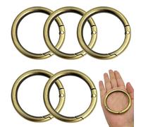 XCSJ 5 Pcs Round Carabiner 61 mm OD 50 mm ID Zinc Alloy Snap Hook Buckle Keychain-O Ring for Bag, Keychain, DIY (Bronze)