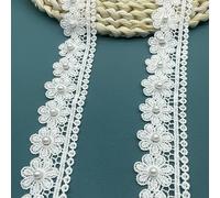 XCSJ 5 Yards 3 cm Width Daisy Lace Trim Ribbon Flower Lace Edge Trim Ribbon Daisy Applique Sewing Dressmaking Edging Trimmings for Clothes, Wedding Bridal Dress, DIY Crafts, Party Decor (White) #2