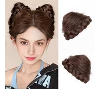 XCSJ Cat Ears Double Bun with Claws Clip, Braid Bun Hairpiece with Clip, Hair Accessories, Claws Clip in Hair Bun, Mini Bun for Women, Medium Brown