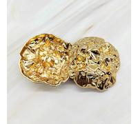 XCSJ Irregular Buttons Large, 45 mm, 4 Pieces, Gold Metal Vintage Decorative Brooch Button Large Golden Buttons for Sewing on Coat, Blazer, Shirt, Jacket, Uniform, DIY (Gold, 45 mm)