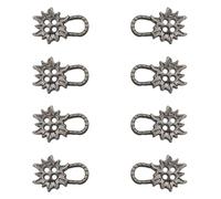 XCSJ Metal Bodice Hooks Dirndl, 8 Pieces (4 Pairs), Dirndl Buttons, Pretty Bodice Hooks Bodice Eyelets for Dirndl Costume, Costume Fashion Costume Skirt, Bodice Coursage, 25 x 16 mm (Grey 2)