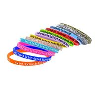 XCSM 12 Pcs Multiplication Tables Silicone Bracelet Learn Math Education Wristband for Kids Children Student Soft Rubber Bracelets Birthday Party Supplies