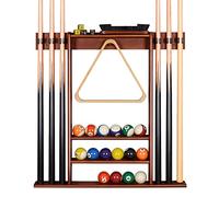 XCSOURCE Billiard Cue Holder, Wall Mounted Cue Stand Pool Cue Rack with Storage Rack for 6 Pool Billiard Stick Billiard and Billiard Accessories, Snooker Billiard Cue Holder for Home Club