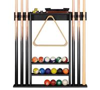 XCSOURCE Pool Cue Rack Only, Pool Stick Holder Wall Mount, 6 Pool Billiard Stick + Ball Set Wall Cue Rack, Made of 100% Bamboo Wood, Compact Billiard Table Accessories for Man Cave