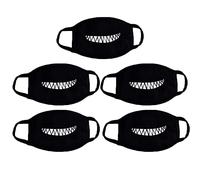 XCSSKG 5PCS Cotton Black Face Masks,Washable and Reusable Anime Cartoon Lucky Bear Women Men Face Mouth Masks (02)