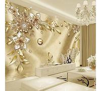 Xcstdjx Custom Wallpaper 3D Stereo Golden Flower Jewelry Murals Living Room Tv Hotel Backdrop Painting Waterproof,430(W)*300(H) Cm