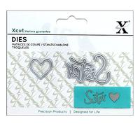 Xcut Mini Sentiment Die Sister 2 Pieces, Carbon Steel, Art & Craft, Carbon Cutting Tool Supplies For Beautiful Decoration, Card Making Gift Tag, Wrapping, Scrapbooking, Invitations, Crafters Companion