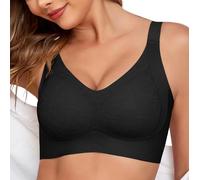 Xcutting Jacquard X Cross Pull Up Bras for Women No Underwire Wireless Seamless Bralette Comfort Full Coverage, Black, XL