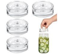 XCWTBL 4 Pack Glass Fermenting Weights (7cm) for Pickle Pebble Glass Fermentation Weights with Easy Grip Handle for Pickles,Kimchi in Wide Mouth Mason Jar Remove Excess Brine