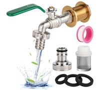 XCWTBL Water Butt/Rain Barrel Outlet Garden Brass Tap with Kit 1/2 Inch Water Faucet Rust and Frost Water Hole Adaptor/Connector 1/2 Inch IBC Water Butt Tap Outdoor Tap Kit for Garden(Green)