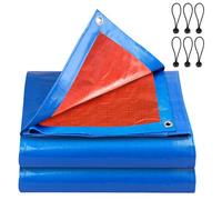 XCWTBLTarpaulin Waterproof Heavy Duty Sheet 2m X 2m Tear Resistant And Flame Retardant Sheet Waterproof Tarpaulin Heavy Duty Uv Resistant Easy Foldable Ground Tarp Sheet Cover & 6pcs Bungee Balls