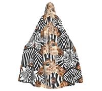 Xcwzbls Adult Halloweenzebra And Giraffe Hoodie Cloak,Vampire Witch Cape, Fancy Dress Costume For Christmas Party Carnival