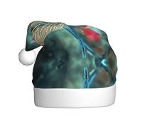 Xcwzbls Dragonfly On The Flower Christmas Hat For Adult Red Santa Hat Father Fun Festive Headwear Xmas Office Party Accessories