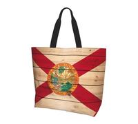 Xcwzbls Florida Flag Wood Grain Large Capacity Single Shoulder Shopping Bag For Women,Handbag,Shoulder Bag For Work Travel Shopping