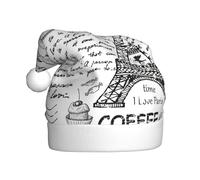 Xcwzbls Parisian Coffee Eiffel Tower Christmas Hat For Adult Red Santa Hat Father Fun Festive Headwear Xmas Office Party Accessories