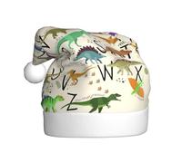 Xcwzbls Stylish Learning Alphabets With Dinosaurs Christmas Hat For Adult Red Santa Hat Father Fun Festive Headwear Xmas Office Party Accessories