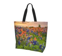Xcwzbls Texas Bluebonnets Scenery Large Capacity Single Shoulder Shopping Bag For Women,Handbag,Shoulder Bag For Work Travel Shopping