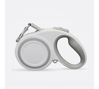 XCXQ 360° Tangle-Free Retractable Dog Leash, Heavy Duty Reflective Nylon Tape Lead 16 ft Long, up to 110lbs, White-Gray (Medium)