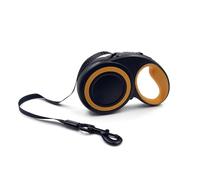 XCXQ Retractable Dog Leash, Heavy Duty Reflective Nylon Tape Lead 10 ft Long, up to 44lbs, One Touch Quick-Lock Braking System & Anti-Slip Handle, Black (Small)