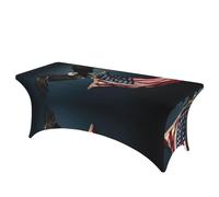 Xcyswbz 3d Bald Eagle Flying With American Flag Rectangle Tablecloths,Resistant Spill Proof Table Covers Dust-Proof Table Tops For Kitchen Dining