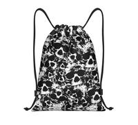 Xcyswbz Black And White Human Skull Drawstring Backpack Sports Gym Bag,Lightweight Sackpack For Shopping Yoga Swimming Beach Travel
