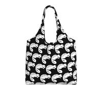 Xcyswbz Black Beaver Single-Shoulder Canvas Bag,Large Capacity Reusable Grocery Shopping Bag,Women'S Handbag Tote Travel