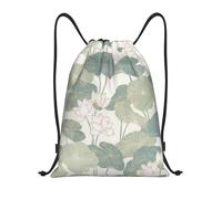 Xcyswbz Black Lily Pads Drawstring Backpack Sports Gym Bag,Lightweight Sackpack For Shopping Yoga Swimming Beach Travel