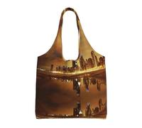 Xcyswbz Chicago Single-Shoulder Canvas Bag,Large Capacity Reusable Grocery Shopping Bag,Women'S Handbag Tote Travel