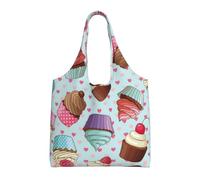 Xcyswbz Cupcake Pattern Single-Shoulder Canvas Bag,Large Capacity Reusable Grocery Shopping Bag,Women'S Handbag Tote Travel