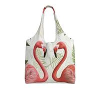 Xcyswbz Flamingos On White Single-Shoulder Canvas Bag,Large Capacity Reusable Grocery Shopping Bag,Women'S Handbag Tote Travel
